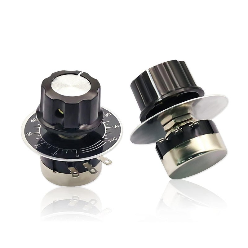 Fielect 2Pcs RV24YN20S 1K Potentiometer 1000 Ohm Single Turn Carbon Film Rotary Taper Potentiometer for Inverter Speed Regulation wtih 2pcs A03 Knob and 2pcs Dials - Image 5